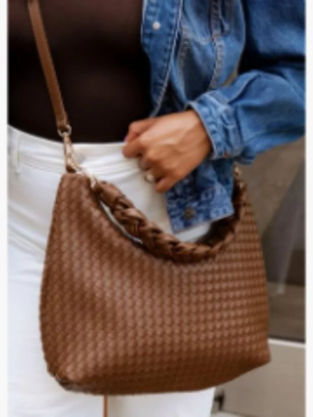 Vegan Leather Slouchy Hobo Shoulder Bag w/ Removable Crossbody Strap